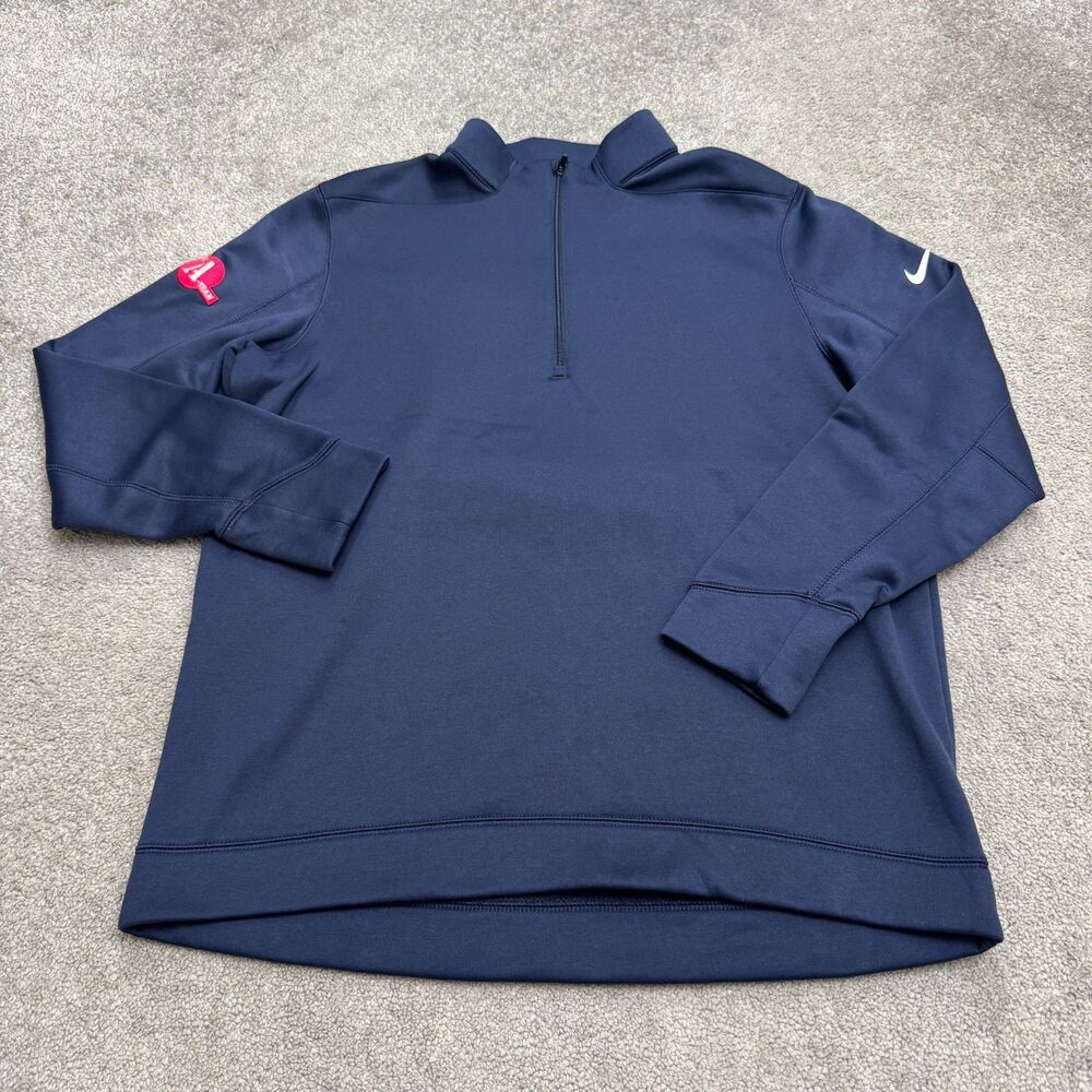 Nike Golf Therma Repel Pullover Jacket Mens Large Navy Blue Half Zip Fleece